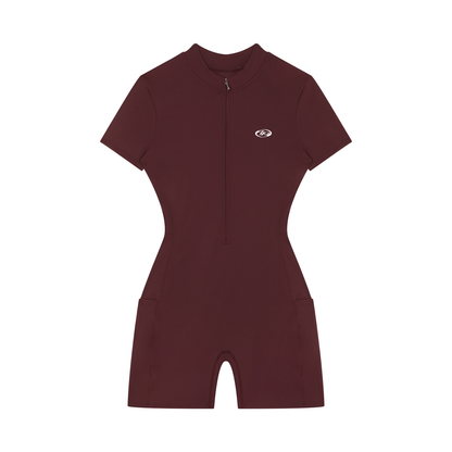 Women's Quarter-Zip Short Sleeve Romper