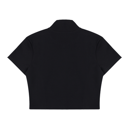 Women's Cropped Full Zip Short Sleeve T-Shirt