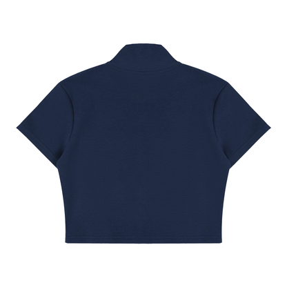 Women's Cropped Full Zip Short Sleeve T-Shirt