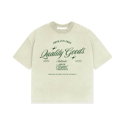 Quality Goods Cream Script Tee