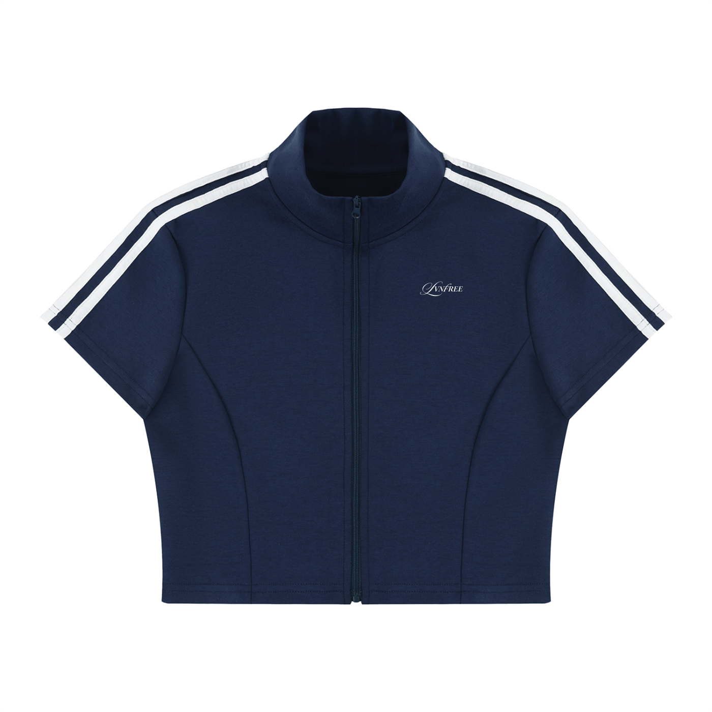 Women's Cropped Full Zip Short Sleeve T-Shirt
