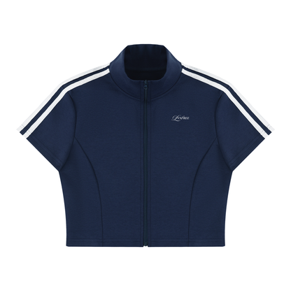 Women's Cropped Full Zip Short Sleeve T-Shirt