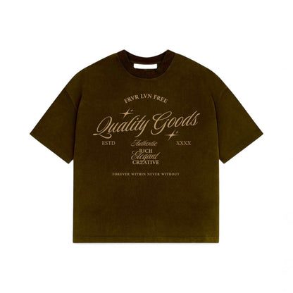 Quality Goods Brown Script Tee