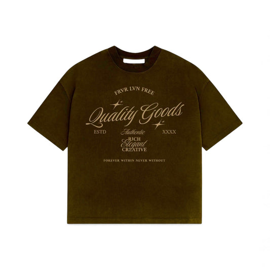 Quality Goods Brown Script Tee