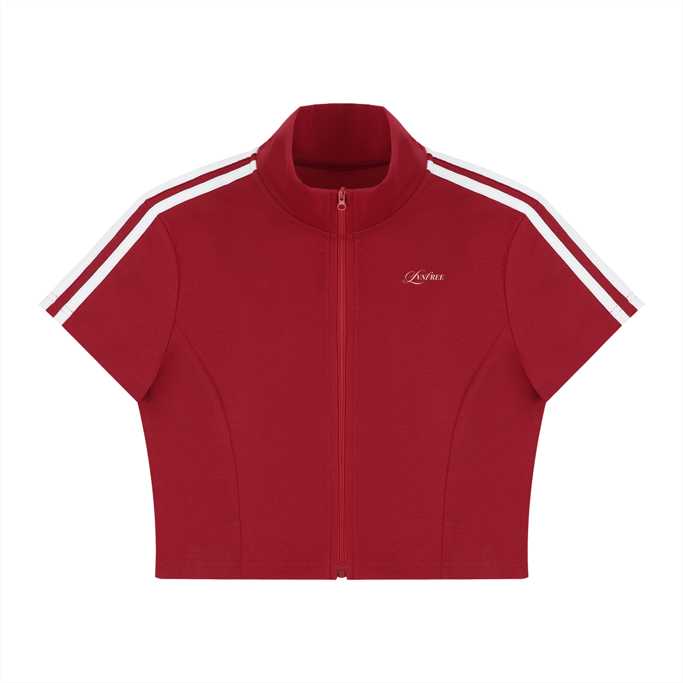 Women's Cropped Full Zip Short Sleeve T-Shirt