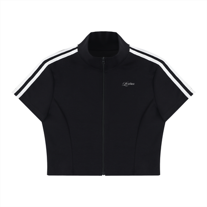 Women's Cropped Full Zip Short Sleeve T-Shirt